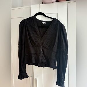 Black Reformation Women's V-Neck Button Front Blouse